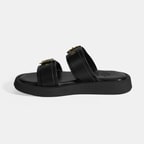 Kadın Siyah Toka Detaylı Deri Terlik 