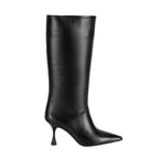 Kadın Siyah Topuklu Deri Çizme