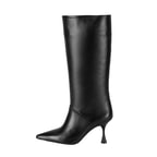 Kadın Siyah Topuklu Deri Çizme