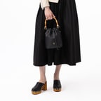 Kadın Siyah Topuklu Deri Sabo