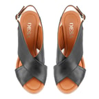 Kadın Siyah Topuklu Deri Sandalet