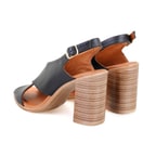 Kadın Siyah Topuklu Deri Sandalet