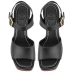 Kadın Siyah Topuklu Deri Sandalet