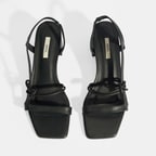 Kadın Siyah Topuklu Deri Sandalet