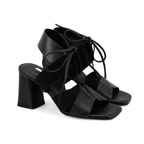 Kadın Siyah Topuklu Deri Sandalet