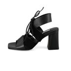 Kadın Siyah Topuklu Deri Sandalet