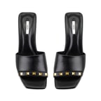 Kadın Siyah Topuklu Deri Terlik