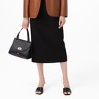 Kadın Siyah Topuklu Deri Terlik