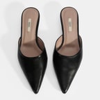 Kadın Siyah Topuklu Deri Terlik