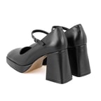 Kadın Siyah Topuklu Mary Jane Deri Klasik Ayakkabı