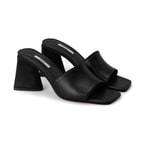 Kadın Siyah Topuklu Napa Deri Terlik