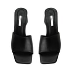 Kadın Siyah Topuklu Napa Deri Terlik