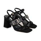Kadın Siyah Topuklu Süet Deri Sandalet