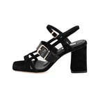 Kadın Siyah Topuklu Süet Deri Sandalet