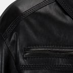 Kadın Siyah Yakalı Deri Bomber Ceket