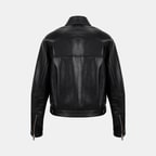 Kadın Siyah Yakalı Deri Bomber Ceket