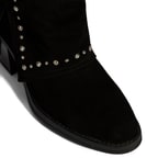 Kadın Siyah Zımba Detaylı Kalın Topuklu Süet Bot