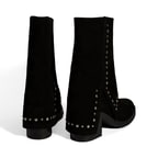 Kadın Siyah Zımba Detaylı Kalın Topuklu Süet Bot