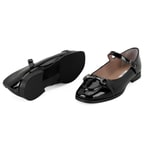 Kadın Siyah Zincir Detaylı Mary Jane Rugan Deri Babet