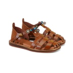 Kadın Taba Aksesuar Detaylı Deri Sandalet