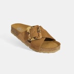 Kadın Taba Ayarlanabilir Toka Detaylı Süet Terlik