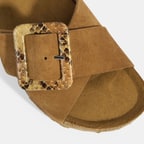 Kadın Taba Ayarlanabilir Toka Detaylı Süet Terlik