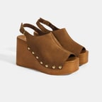 Kadın Taba Ayarlanabilir Toka Detaylı Süet Dolgu Topuklu Sandalet