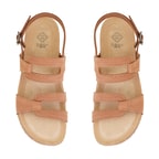 Kadın Taba Ayarlanabilir Tokalı Nubuk Deri Sandalet