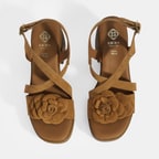 Kadın Taba Ayarlanabilir Tokalı Süet Topuklu Sandalet