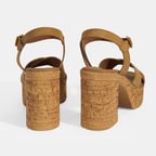 Kadın Taba Ayarlanabilir Tokalı Topuklu Süet Sandalet    