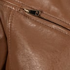 Kadın Taba Deri Biker Ceket