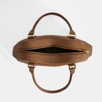 Kadın Taba Deri Çanta Aksesuarlı Büyük Omuz Çantası