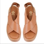 Kadın Taba Dolgu Topuklu Deri Sandalet