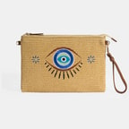 Kadın Taba Göz Nakışlı Hasır Clutch