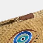 Kadın Taba Göz Nakışlı Hasır Clutch