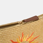 Kadın Taba Güneş Nakışlı Hasır Clutch