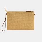 Kadın Taba Güneş Nakışlı Hasır Clutch