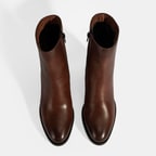 Kadın Taba Kalın Topuklu Deri Bot