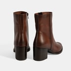 Kadın Taba Kalın Topuklu Deri Bot