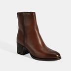 Kadın Taba Kalın Topuklu Deri Bot