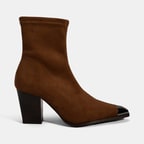 Kadın Taba Metal Burun Detaylı Topuklu Stretch Bot