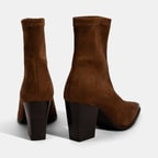 Kadın Taba Metal Burun Detaylı Topuklu Stretch Bot