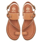 Kadın Taba Örgü Baskılı Deri Sandalet