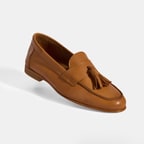 Kadın Taba Püskül Detaylı Slip-On Deri Loafer