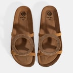 Kadın Taba Taş Detaylı Süet Terlik