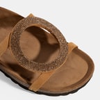 Kadın Taba Taş Detaylı Süet Terlik