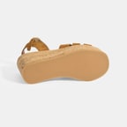 Kadın Taba Taşlı Toka Aksesuarlı Süet Dolgu Topuklu Sandalet