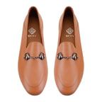 Kadın Taba Toka Aksesuarlı Deri Babet