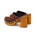 Kadın Taba Topuklu Deri Sabo