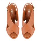 Kadın Taba Topuklu Deri Sandalet